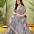 grey silk blend fabric madhubani printed graceful ethnic partywear saree