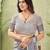 grey silk blend fabric madhubani printed graceful ethnic partywear saree