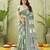 green silk blend fabric madhubani printed graceful ethnic partywear saree