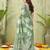 green silk blend fabric madhubani printed graceful ethnic partywear saree