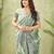 green silk blend fabric madhubani printed graceful ethnic partywear saree