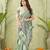 green silk blend fabric madhubani printed graceful ethnic partywear saree