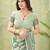 green silk blend fabric madhubani printed graceful ethnic partywear saree