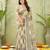 beige silk blend fabric madhubani printed graceful ethnic partywear saree