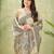 beige silk blend fabric madhubani printed graceful ethnic partywear saree
