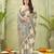 beige silk blend fabric madhubani printed graceful ethnic partywear saree