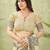 beige silk blend fabric madhubani printed graceful ethnic partywear saree