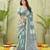 sea green silk blend fabric madhubani printed graceful ethnic partywear saree