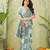 sea green silk blend fabric madhubani printed graceful ethnic partywear saree