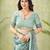 sea green silk blend fabric madhubani printed graceful ethnic partywear saree