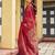red khadi silk blend fabric woven paithani pallu designer girlie trendy saree