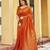 orange khadi silk blend fabric woven paithani pallu designer girlie trendy saree