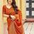 orange khadi silk blend fabric woven paithani pallu designer girlie trendy saree