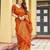 orange khadi silk blend fabric woven paithani pallu designer girlie trendy saree