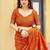 orange khadi silk blend fabric woven paithani pallu designer girlie trendy saree