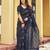 navy blue khadi silk blend fabric woven paithani pallu designer girlie trendy saree