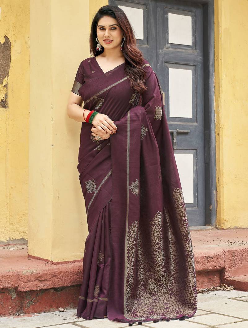 brown khadi silk blend fabric woven paithani pallu designer girlie trendy saree