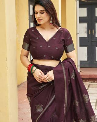 brown khadi silk blend fabric woven paithani pallu designer girlie trendy saree 5