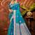 turquoise blue silk blend ethnic woven designer graceful partywear saree