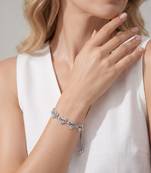 925 Sterling Silver Elegant Love Heart Charm  Adjustable Chain  Bracelet for Women 