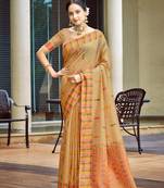 peach smart and elegant assam silk blend ethnic woven designer saree