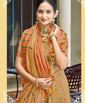 peach smart and elegant assam silk blend ethnic woven designer saree 2