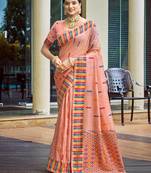 pink smart and elegant assam silk blend ethnic woven designer saree