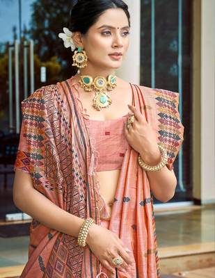 pink smart and elegant assam silk blend ethnic woven designer saree 2