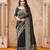 black smart graceful handloom silk blend fanric woven designer saree