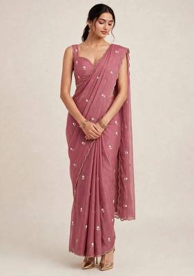 Premium rangoli crush saree with handwork cutdana 1