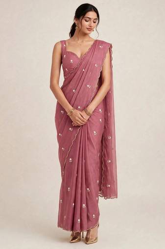 Premium rangoli crush saree with handwork cutdana
