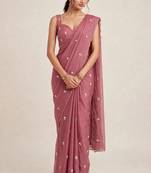 Premium rangoli crush saree with handwork cutdana