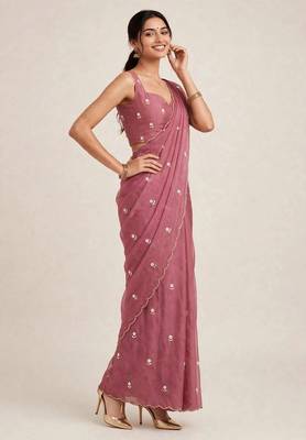 Premium rangoli crush saree with handwork cutdana 2