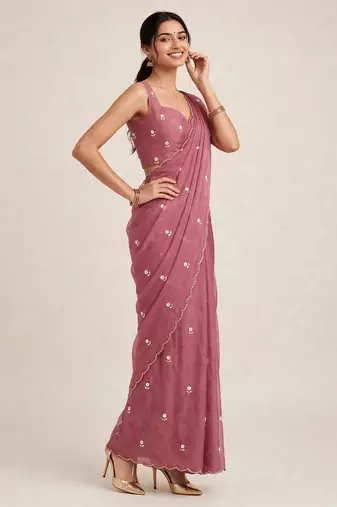 Premium rangoli crush saree with handwork cutdana