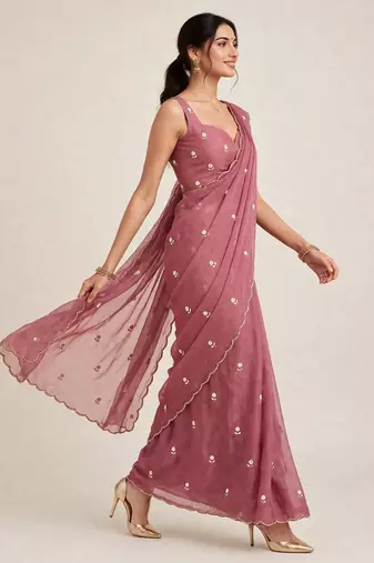 Premium rangoli crush saree with handwork cutdana