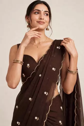 Designer rangoli crush saree with handcrafted cutdana work