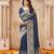 blue smart graceful handloom silk blend fanric woven designer saree