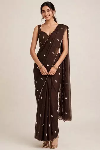 Designer rangoli crush saree with handcrafted cutdana work