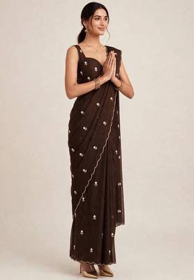 Designer rangoli crush saree with handcrafted cutdana work 5