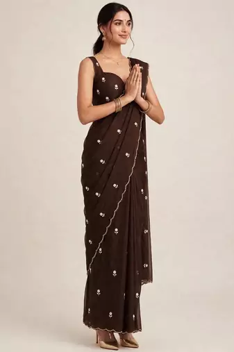 Designer rangoli crush saree with handcrafted cutdana work