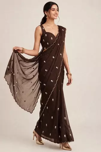 Designer rangoli crush saree with handcrafted cutdana work
