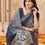 blue smart graceful handloom silk blend fanric woven designer saree
