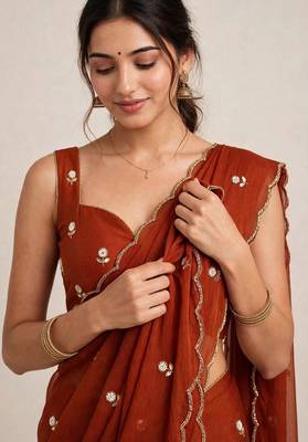 Elegant rangoli crush saree with intricate cutdana handwork 2