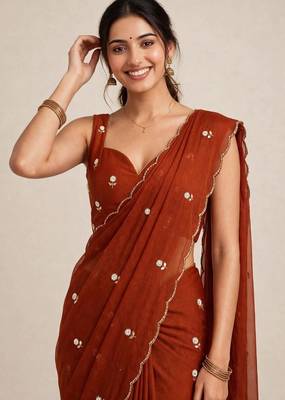 Elegant rangoli crush saree with intricate cutdana handwork 3