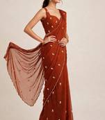 Elegant rangoli crush saree with intricate cutdana handwork