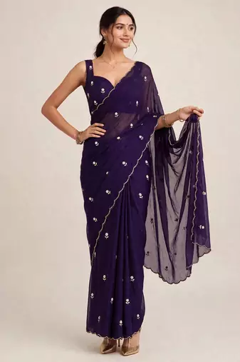 Luxury rangoli crush saree with handwork cutdana embellishments