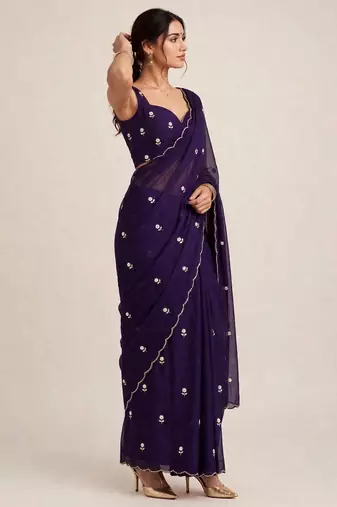Luxury rangoli crush saree with handwork cutdana embellishments