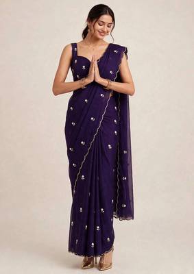 Luxury rangoli crush saree with handwork cutdana embellishments 4