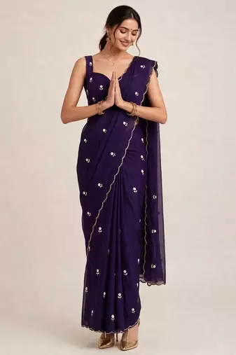Luxury rangoli crush saree with handwork cutdana embellishments