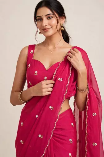 Rangoli crush designer saree with handcrafted cutdana work